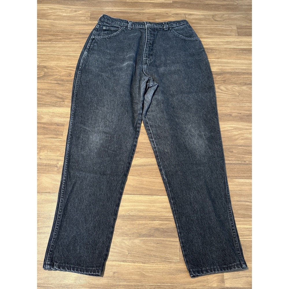 Lands End Straight Leg Black Denim Jeans Womens 16P Made in USA 14837 P656
